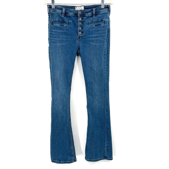 Free People Denim - Free People mid rise flare jeans straight‎ stretch bell bottom boho retro 29
